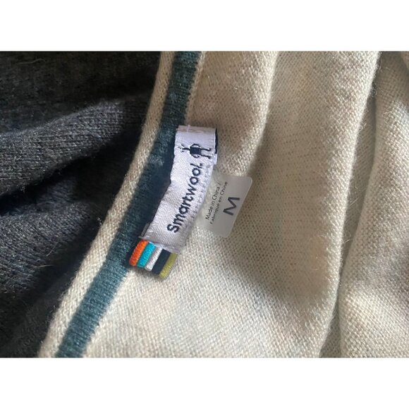 Smartwool Colorblock Long Sleeve Green Grey Cream Asymetrical  Wool Blend Sweate - Picture 4 of 5